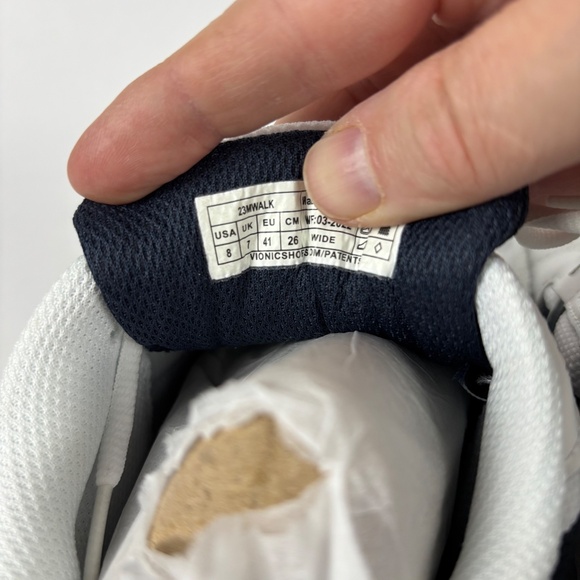 Vionic, 23M Walk Men's Sneakers, Size 8 Wide, White and Navy Blue, Leather/Mesh - Picture 8 of 10